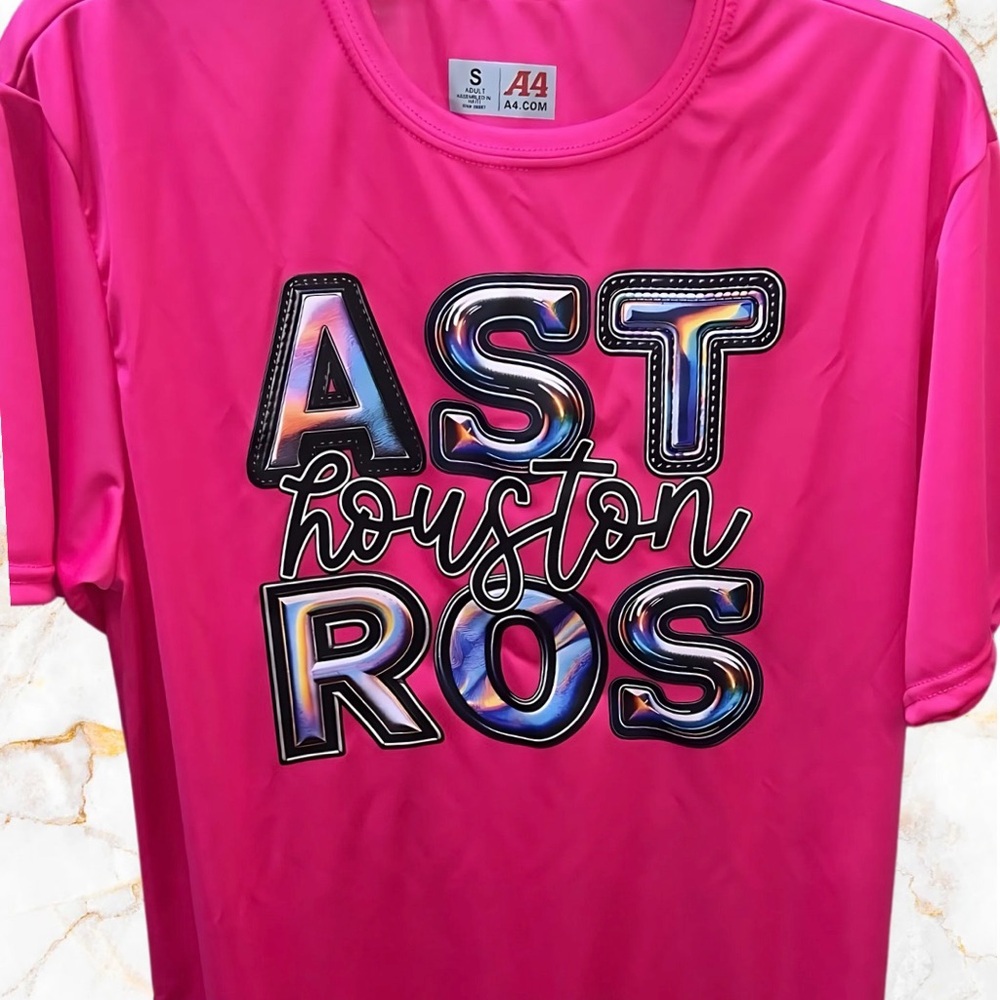 Fuchsia Astros Graphic Size Small Sprint Performance T Shirt